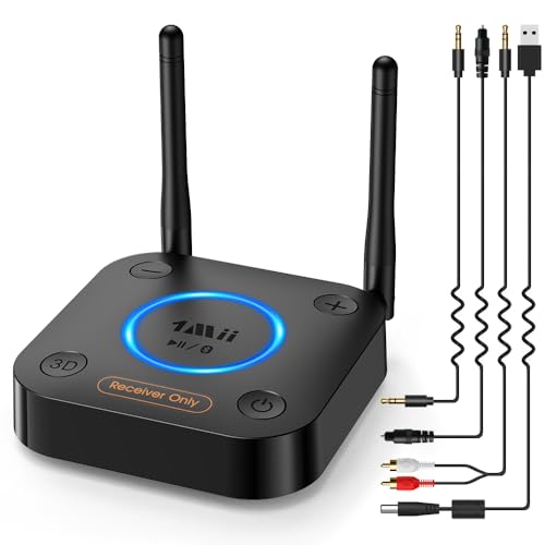 [Upgraded] 1Mii B06Pro Long Range Bluetooth 5.3 Receiver with Volume Control, aptX HD Wireless Audio Receiver for HiFi, aptX Low Latency for Old Amp (RCA Digital Optical TOSLINK Coaxial)