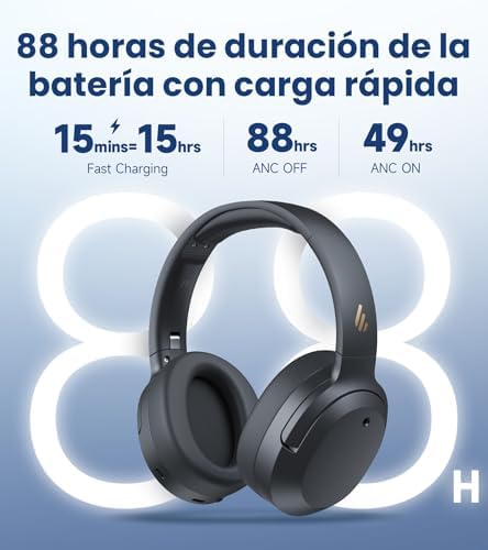 W820NB Plus Gen 2 Auriculares inalámbricos con cancelación de Ruido sobre el oído, -49 dB ANC, Audio de Alta resolución LDAC, Tiempo de reproducción 88H, Sonido Espacial - Gris Oscuro