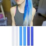 Ice Queen Miley Cyrus Hair Dye Ombre Set | 6 Winter Color Temporary Hair Chalk | with Shades of 2x Light Blue, Royal Blue and White Hair Chalk a Pack of 6 Hair Dye | Color Your Hair White Blue Ombre in Seconds with Temporary Hairchalk
