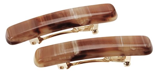 France Luxe Mini Rectangle Barrette Pair - Caramel Horn