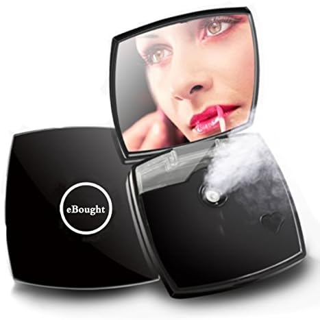 eBought Handheld Nano Ionic Cool Mist Face Hydration Sprayer + Portable Makeup Mirror Mini Facial Steamer Moisturizing Cleaning Pores Rejuvenation Hydration Spa Quality USB Rechargeable