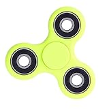 Tri Fidget Hand Spinner - fidget work Ultra Fast Bearings - Finger Toy, Great Gift (SILVER-NEON YELLOW)