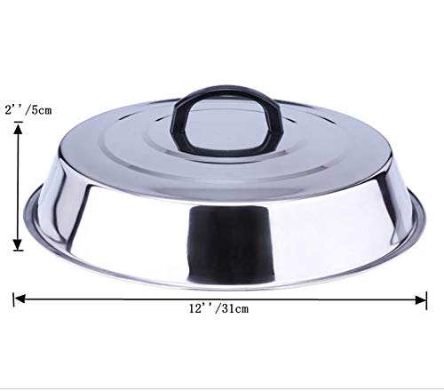 RunTo Griddle Accessories 12 Inch Round Stainless Steel Basting Cover - Cheese Melting Dome and Steaming Cover, Best for Use in Flat Top Griddle Grill Cooking Indoor or Outdoor