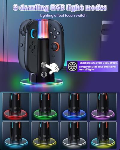 RVB Station de Charge 4-en-1 pour Switch 2/1/OLED pour Joycon 2/1