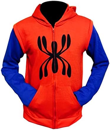 Outfitter Jackets Spider Man Homecoming 2017 Hoodie - Spider Man Red and Blue Full Sleeves Hoodie (S, Red &amp; Blue)