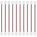LightingWill 10pcs/Pack Strip to Strip with Wire Solderless Snap Down 2Pin Conductor LED Strip Connector for 8mm Wide 3528 2835 Single Color Flex LED Strips