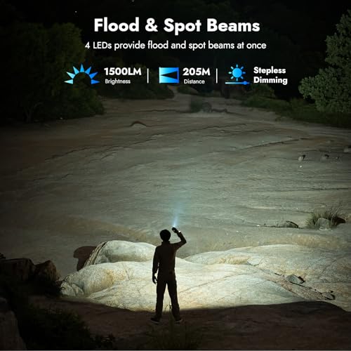 WUBEN X4 EDC Rechargeable Flashlight with RGB Light, 1500 Lumens Mini Flashlight with Tactical Switch and Magnetic, IP68 Portable Pocket Clip USB C Flash Light for Camping, Checking, Emergencies