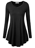 BAISHENGGT Womens Long Sleeve Flared Tunic Top Medium Black