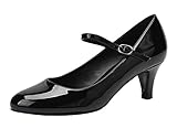 CAMSSOO Women's Closed Toe Low Mid Heel Ankle Strap Dress Pump Shoes