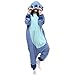 URRCFIO Adult Blue Alien Animal Onesie Costume, Soft Plush Hooded Pajamas for Halloween Cosplay, Party, Lounge and Sleepwear Blue Medium