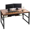 TOPSKY Computer Desk with Bookshelf/Metal Hole Cable Cover 1.18″ Thick Desk (55″, Rustic Brown)
