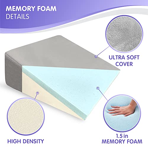 Bed Wedge Pillow Cooling Memory Foam Top 10" 24" 24" Elevated Support