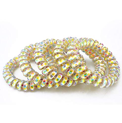 5.5cm Lot 5Pcs Dot Colorful Hair Accessories Telephone Cord Phone Plastic Strap Hair Band Hair Rope Hair Ties Headbands Katoot