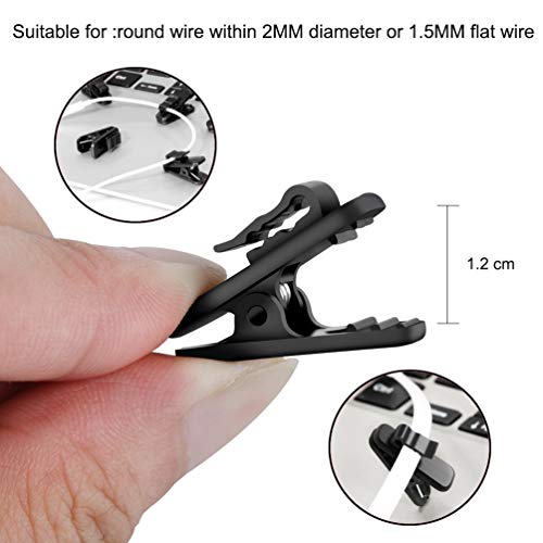 FENGWANGLI Earphone Wire Clip Headphone Mount Cable Clothing Clip Earbud Clip to Keep Earphone/Microphone Cord in Place for 1.5mm Wire Diameter Round Wire Earphone,12 Pcs (Black)