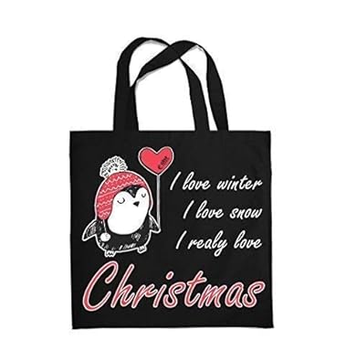 Colour Fashion I Love Noël Pingouin Avec Coeur Shopping Sac
