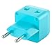 Yubi Power European Plug Adapter 2 in 1 Universal Travel Adapter with 2 Universal Outlets - 2 Pack - Light Blue - Type C for Europe, France, Germany, Russia, Spain & More.