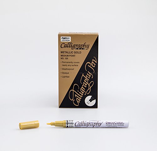Uchida Calligraphy Paint Marker,Chisel Tip,Flat 2mm Nib,Gold (UCH125SGLD)