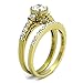Lanyjewelry 0.6 Carat Round Cut CZ Women's Gold IP Stainless Steel Engagement Ring Set- Size 5