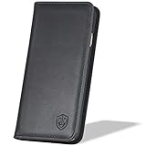 SHIELDON Slim Fit Leather Flip Kickstand Wallet Card Holder Case with Magnetic Closure for iPhone 6s Plus / 6 Plus - Black