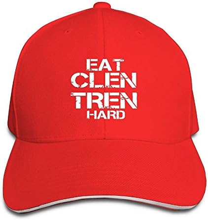 JZNEW Eat CLEN TREN Hard Running Unisex Peaked Cap Baseball Hat Red