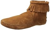 Minnetonka Women's Back Zipper Bootie,Softsole Brown,8 M US