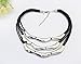 LINJIE JEWELRY Womens Multilayer Pendant Choker Necklace Strands Leather Cord Chain Gold Alloy