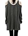 Allegra K Ladies Scoop Neck Cut Out Shoulder Loose Tunic Top S Dark Grey