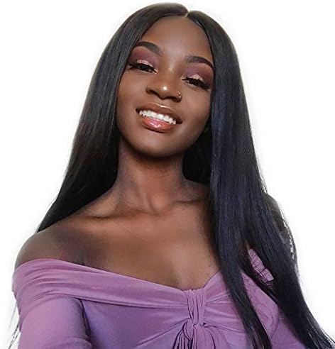 Real Hair Wigs for Women Brazilian Virgin Hair Bleached Knots Free Part Pre Plucked Natural Hairline 13x6 Lace Front Wig Straight Long 24 inch by NIUDINNG