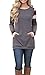 BLENCOT Women's Color Block Long Sleeve Tunic Sweatshirt Tops with Kangaroo Pocket
