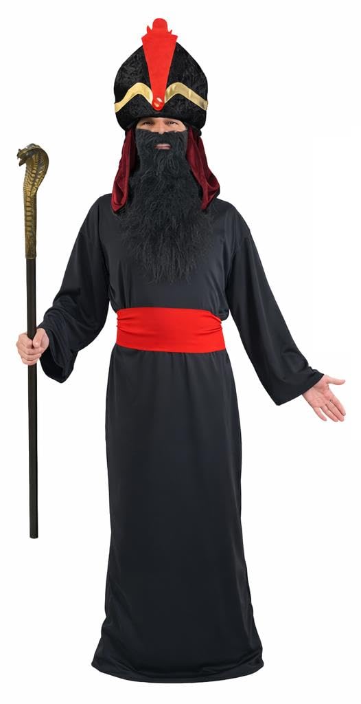 The Dragons Den Adults Grand Vizier Jaffar Abanazer Sinister Sorcerer Pantomime Villain Fancy Dress Costume [S-M]