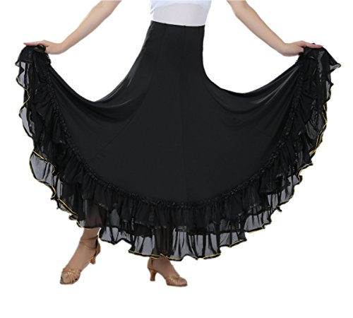 image for CISMARK Elegant Mesh Long Swing Ballroom Waltz Dance Skirt for Women, 