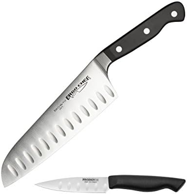 7 inch Santoku with hollow grounds and FREE 4 inch Paring knife Ergo Chef