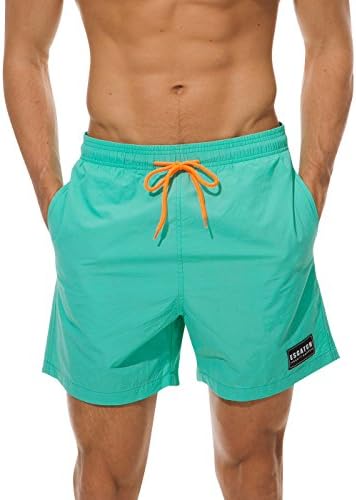 Blue Beach Shorts Men Solid Quick Dry Swim Trunks Suit Waterproof Shorts With Pockets Size M