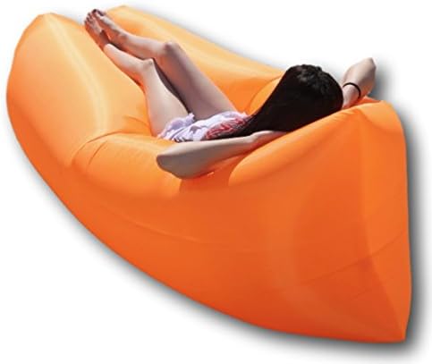 PortaLounge Air Sofa For Lounging On The Go - Ideal For Pool Recreation Camping Musical Festivals Inflatable Lounger (Orange)