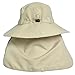 Tirrinia Mens Neck Flap Sun Hat Wide Brim Fishing Safari Hiking Cap Tan