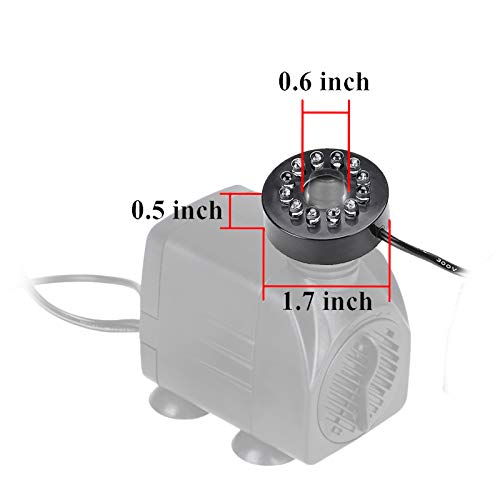 OTTFF 1.5cm/0.59" Inside Diameter - 12 LEDs Fountain Ring Lights Auto Colored Changing Submersible Water Pump Lighting for Garden Fish Aquarium with 4.7+4.5ft Overlength Cable (1)