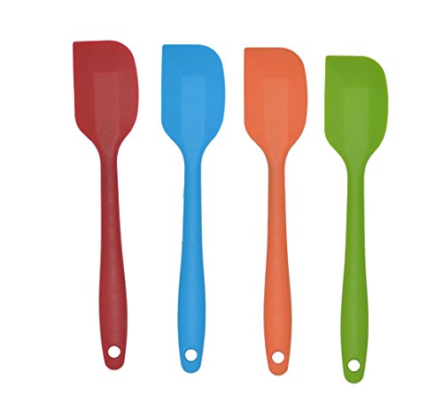 Bekith 8.5 Inch Silicone Spatula Set Of 4- One Piece Design Hygienic Solid Silicone Design- Premium Silicone Utensils Set - Perfect Silicone Scraper - Essential Cooking Gadget And Bakeware Tool