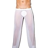Gents Sexy Loose See Through Gauze Pants Lingerie Breathable Bottoms