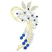 Fashion Ear Cuff Beaded Crystal Flower Cluster Ear Wraps Cartilage No Piercing Earring for Left Ear Blue