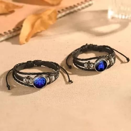 jaizu Zodiac Signs Spirit Bracelet, Handmade Woven Multilayer