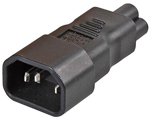 1STec IEC 250V 10A C14 Electrical Plug to C5 Cloverleaf Mickey Mouse Type Electric Socket for Converting Domestic Appliance Mains Power Cable Lead Converter Adaptor (C14 to C5, Black) — image 1