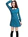 Allegra K Women Peter Pan Dress Bracelet Sleeve Button Down Back Short Dresses X-Large / US 18 Turquoise