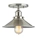 Linea di Liara Andante Brushed Nickel Flush Mount Ceiling Light Fixture Farmhouse Rustic Semi Flush Light Kitchen Lighting Bedroom Bathroom Hallway Light Fixtures Vintage Industrial Lighting with Bulb