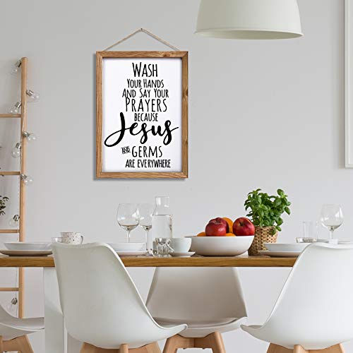 Funny Modern Farmhouse Decor Sign 2 in 1 Wash Your Hands and Say Your
