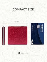 OMIRO Compact Mirror Glitter PU Red 1X 3X Magnification Ultra Portable Purse view 3