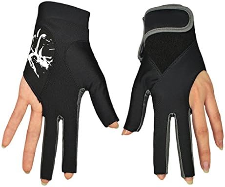 Men Women Lycra 3 Fingers Billiards Gloves Pool Cue Gloves Show Gloves for Billiard Shooters Carom Pool Snooker (Grey, M)