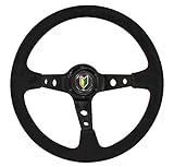 AJP Distributors 350mm Black Suede Steering Wheel (Newbie, Red)