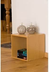 30 cm caja de almacenamiento en forma de cubo de madera de haya: Amazon.es: Hogar