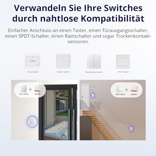 MINIR4 WiFi Smart Schalter 2 Wege - Wlan Lichtschalter mit Timing-Funktion, Relay Split Mode, 2.4G WiFi, Funktioniert mit Alexa, Google Home Assistant, Fernbedienung über eWeLink App