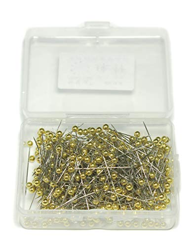 ALL in ONE Sewing Pins Pearl Ball Head Pins Straight Pins Quilting Pins for Dressmaker with Box (Gold) - Thumbnail 3
